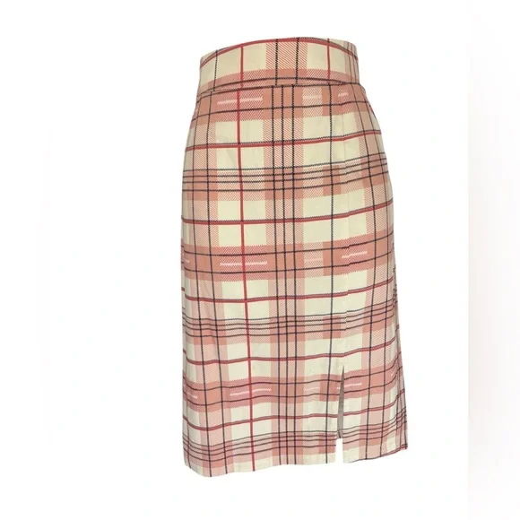 NWT Voodoo Vixen 50s Preppy Pencil Skirt Pink Plaid With Front Side Slit - S M - Picture 2 of 7